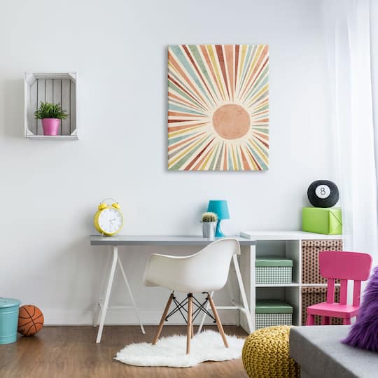 Stupell Industries Children's Bold Summer Sun Warm Tone Abstract Rays Canvas Wall Art